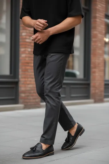 Mocasini barbati negri, tapla subtire, piele eco, comozi 12216 N2-3